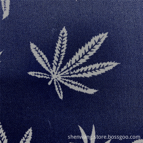 Royal Blue Woven Printed Leaves Bengaline Blouse Fabric